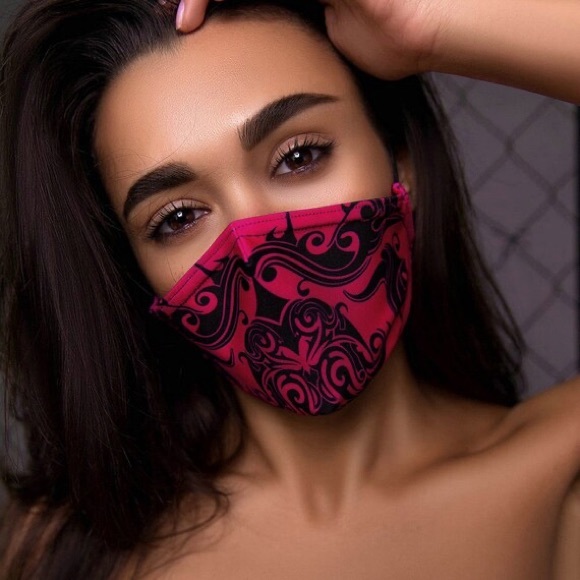 Hot Pink Print Cotton Protective Masks with filter insert and 1 pc PM2.5 filter - Picture 7 of 7